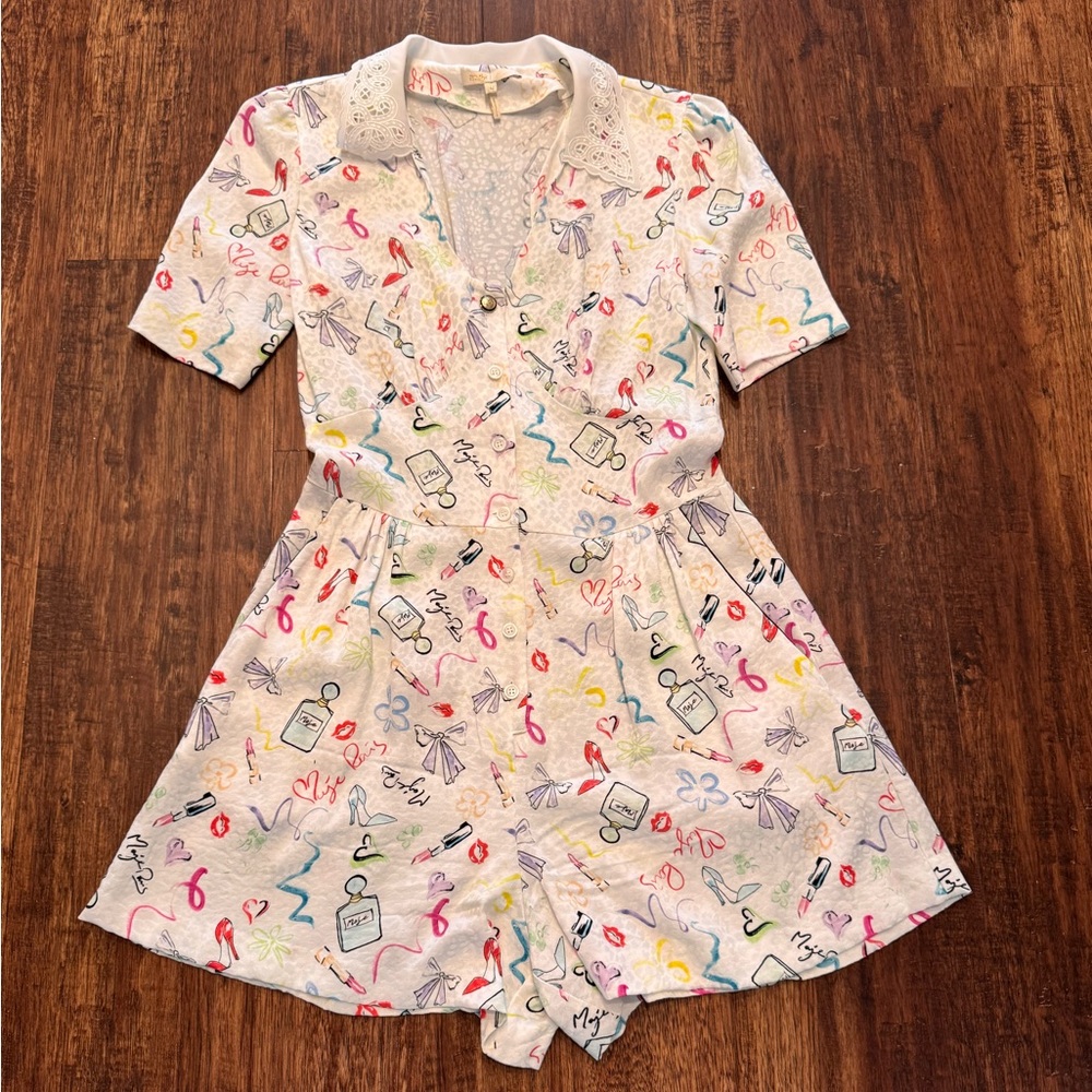 Maje Short Sleeve Romper Fabric